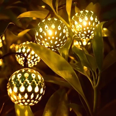 LED Solar Globe String Lights, 12ft 10 LEDs Moroccan Orb Ball, Waterproof Amb... - Image 1 of 4