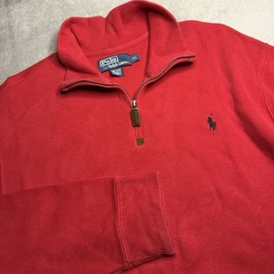 Polo Ralph Lauren Estate Ripppullover Herren XL Quarter Zip rot Sweater Baumwolle Strick - Bild 1 von 7