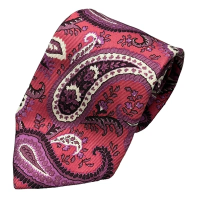 Corbata ETRO Milano 100% Seda Rosa Paisley Hecha en Italia Satén 4.25" Foto 1 de 4