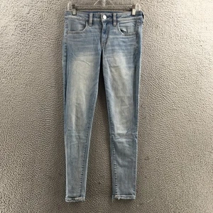 American Eagle Outfitters Super Super Stretch Skinny Jeans Women 6 Blue Mid Rise - Picture 1 of 20
