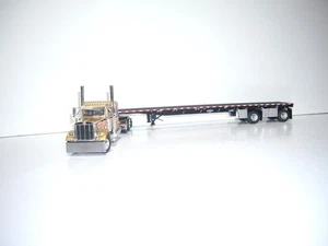 DCP FIRST GEAR 1/64 GOLD W/T STRIPE PETE 379 W/T 36" SLEEPER&SPREAD AXLE FLATBED - Picture 1 of 11