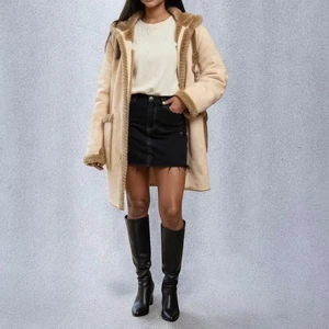 St. John’s Bay Y2K Tan Faux Fur Hooded Parka Coat Size Medium - Picture 1 of 10