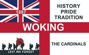 Woking Football Club Flag. 5ft x 3ft. Woking FC Football Flag The Cardinals - Foto 1 di 1