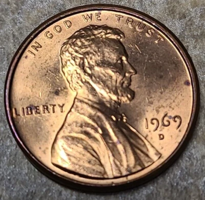 1969 D Lincoln Memorial Cent Copper Alloy Penny - Circulated - Image 1 of 3
