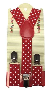 New Kids Boys Girls SUSPENDER Red White Black Polka Dot DOTS US SELLER - Picture 1 of 7
