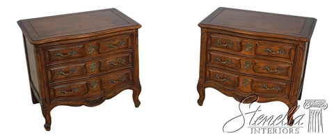 60898EC: Pair HENREDON Villandry 3 Drawer French Nightstands Cover