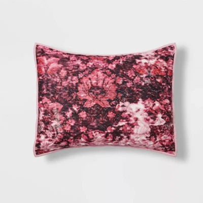 复古地毯纹理天鹅绒被子假标准粉色蛋白石屋 — 第 1/3 张图片