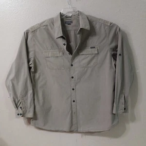 Eddie Bauer Men Shirt Classic Fit Tall Size T2XL Long Sleeve  Beige Pockets 5002 - Picture 1 of 10