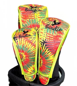 Birdie Babe Rasta Tye Die Headcovers Golf Club Head Covers Set of 3 -L, M, S - Picture 1 of 1