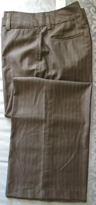 BOGARI GRAY Pinstripe Silk Blend Wide Leg Flat Front Dress Pants Sz 14  $99.99 - Image 1 of 4