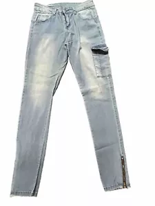 Women‘s Super Stretch Skinny Jeans Ladies Jeggings Pants Large Cargo Pocket Blue - Picture 1 of 13