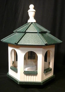 Vinyl Gazebo Bird Feeder Amish Homemade Handmade Handcrafted Ivory & Green med - Picture 1 of 1