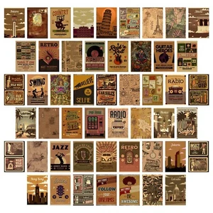 Chuchengio 50Pcs Classic Vintage Wall Collage kit Aesthetic,Vintage Posters W... - Picture 1 of 7