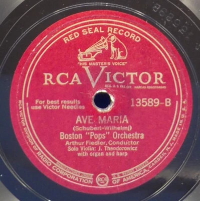 12" Arthur Fiedler Boston Pops 78 Ave Maria / Panis Angelicus BX4 - Image 1 of 2