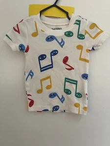 Antigua nota musical colorida 100 % algodón azul marino unisex para niños pequeños múltiple 12-18 M - Imagen 1 de 4