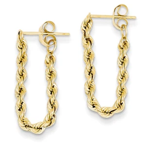 14k Yellow Gold Hollow Rope Earrings TH553 - Picture 1 of 1