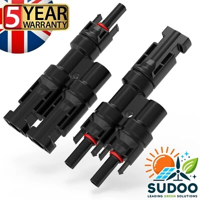 Sudoo Solar Abzweig T 2 auf 1 Stecker Splitter, Parallel PV Panel Paar