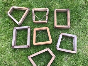 7 X Vintage Wood Tennis Racket Press Old Upcycling Project Photo Frame Mirror