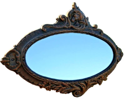 Nostalgie Wandspiegel Spiegel Pferdekopf Haus Garten Retro Gußeisen 33x48cm Neu