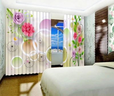 3D Flower Circle 6 Blockout Photo Curtain Print Curtains Drapes Fabric Window AU Foto 1 de 4