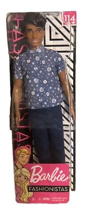 Barbie FASHIONISTAS Ken African American #114 Doll Preppy Blue Florals/NEW/MINT - Image 1 of 2
