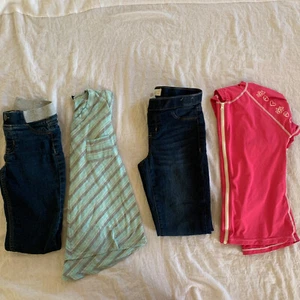 Mixed Clothing Lot of 4 Pieces Girl's Size 12 & Large L Pants, Rash Guard, Top - Picture 1 of 10