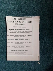 Zc1 Ephemera 1900 advert the college Chatham house ramsgate - Picture 1 of 1