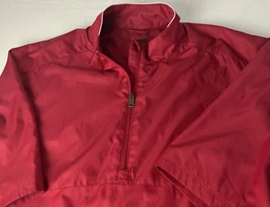 Greg Norman Golf Jacket Windbreaker Vented 1/4 Zip S/S Red Sz L Pull Tabs Rain - Picture 1 of 4