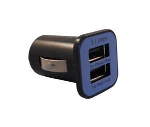 USAMS Universal Dual Port 3.1 Amp (15 Watt) USB Car Charger (Black) - Picture 1 of 6