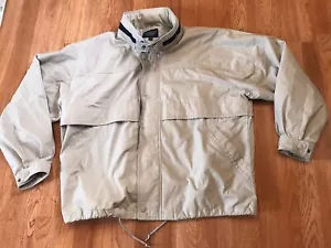 Roundtree & Yorke Outdoors Jacket Men’s XL Full Zip Beige Pockets Stored Hood - Picture 1 of 8