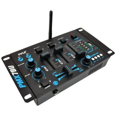 New PMX7BU 3-Ch Bluetooth DJ MP3 Mixer Mic-Talkover USB/Dual RCA & Microphone In - Image 1 of 2