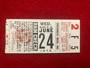 Cincinnati Reds June 24 1970 Final LAST Game TICKET Crosley Field Pete Rose RF - Picture 1 of 5