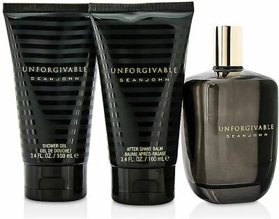 SEAN JOHN UNFORGIVABLE 3 PCS GIFT SET EDT 4.2 Oz, SHOWER GEL, AFTER SHAVE BALM! - Image 1 of 4