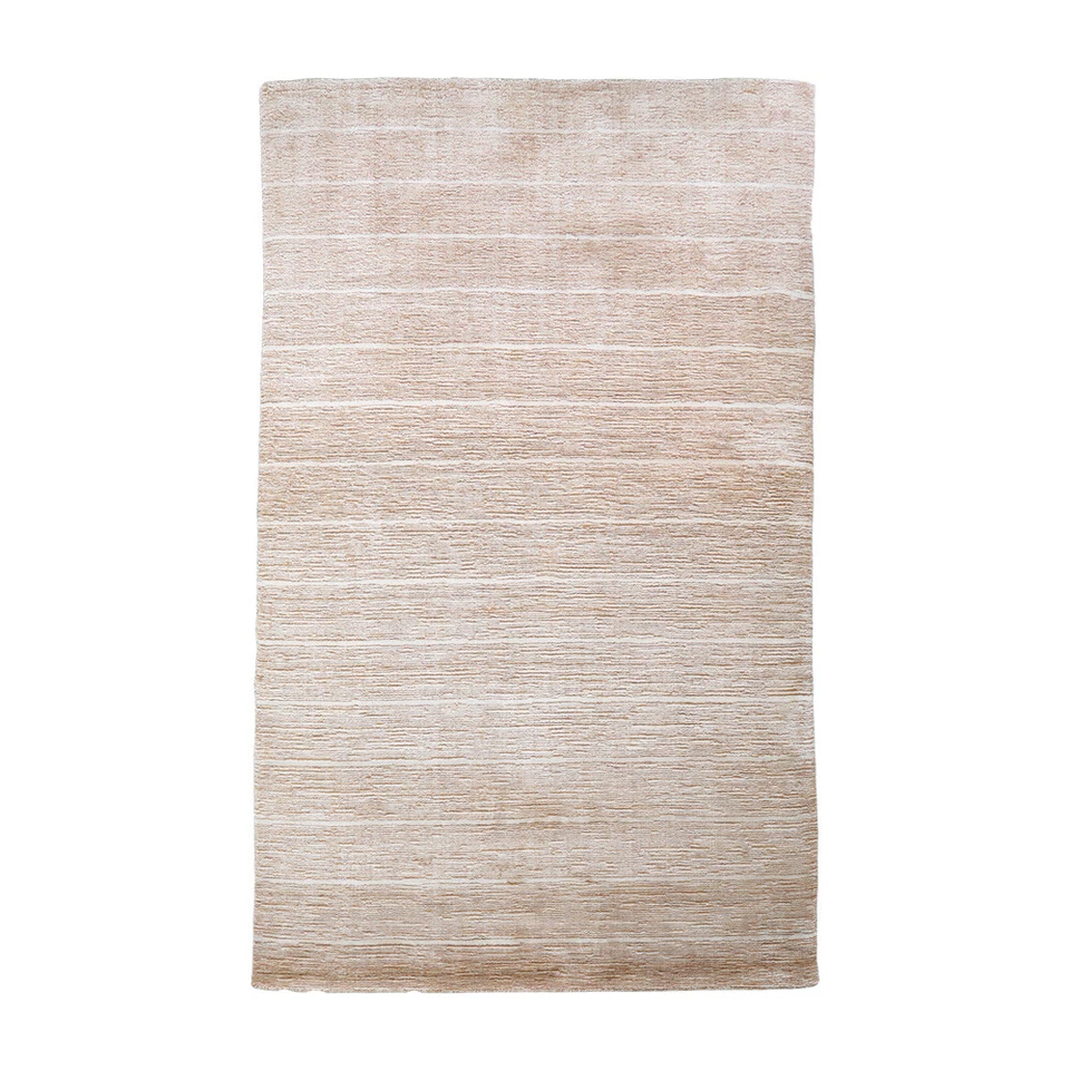 Alfombra de mezcla de seda con telar anudada a mano dorada maciza blanca BBH Homes BBLSM111 Foto 1 de 4