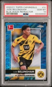 2020-21 Topps Chrome Jude Bellingham #31 Blue Wave Refractor /150 ROOKIE psa 10 - Picture 1 of 2