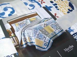 Martha Stewart Reversible Dolce Vita Azulejo Sweet Life Patchwork King Edredón Punto - Imagen 1 de 6