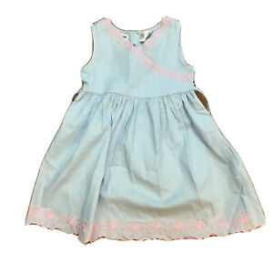 Blueberi Boulevard Girls Blue Linen/Cotton Blend Sleeveless Dress Size 5 New NWT
