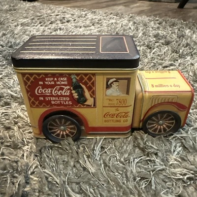 Vtg 1995 Coca Cola Delivery Yellow Truck Shaped  Collector Tin Storage Box - Image 1 of 4