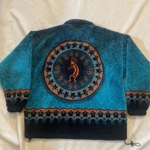 Bear Ridge Outfitters Unisex VTG Teal Kokopelli Full Zip Fleece Jacket L Kachina - Picture 1 of 6