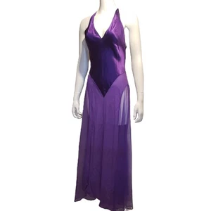 Victoria's Secret Silk Satin Long Nightgown Slip Small Purple Dress - Picture 1 of 5