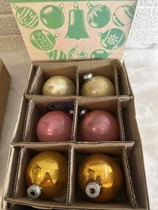 6 GRANDES Adornos de Navidad Vintage CORNING "Brite Brillante" Hechos en EE. UU. CAJA HECHA A MANO - Imagen 1 de 4