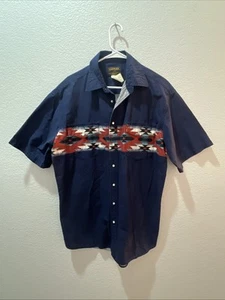 Vintage Rustler Shirt Mens Large Tall Western Aztec Pearl Snap Cowboy 90s - Picture 1 of 4