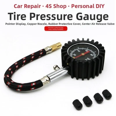 Tire Pressure Gauge For Garage Workshop Metal Construction Pointer Display - Image 1 of 4