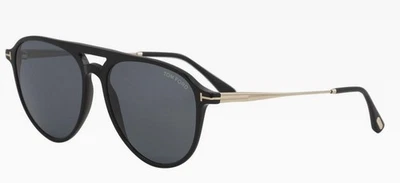 Auténticas gafas de sol de aviador Tom Ford Carlos-02 TF587 01V negras con lentes grises Foto 1 de 4