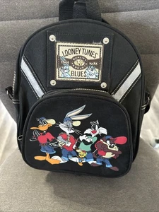 Vintage Looney Tunes Blues Hip Hop Backpack Bugs Bunny Taz Daffy Tweety 90s - Picture 1 of 9