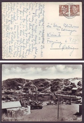 e6341/ Denmark Hvide Sande Fishing Harbor Postcard Cover t/Austria 1954 Foto 1 de 3