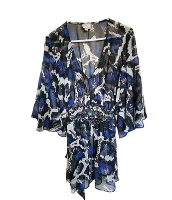 Vestido transparente cintura ECI Empire para mujer 2X mangas acampanadas con cuentas Foto 1 de 4