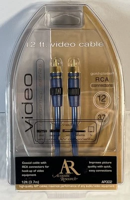 Acoustic Research Video Cable 12 Foot Coaxial Gold Plated RCA Connectors AP002 - Image 1 of 4