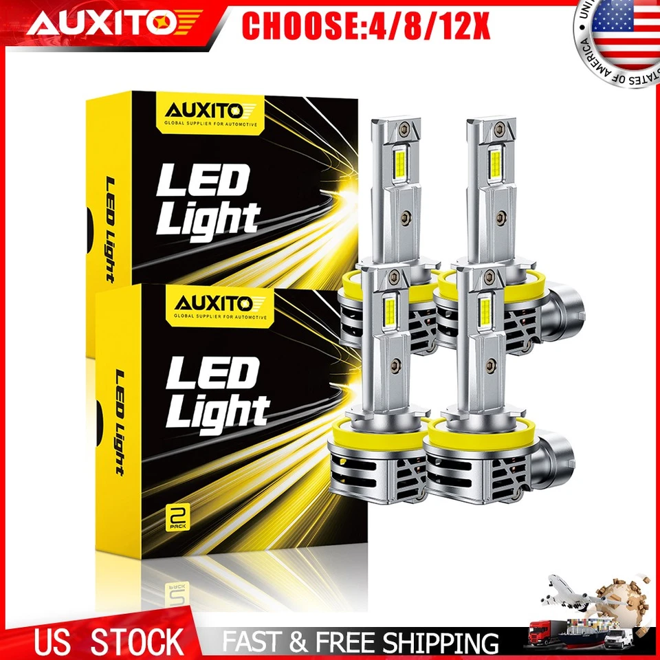 Lâmpadas LED AUXITO H11 H8 6500K branco 48000LM feixe alto/baixo extremamente brilhante 4-40X - Imagem 1 de 4