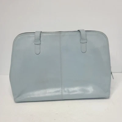Bolso Latico de Hombro Trabajo para Laptop Cuero Azul Claro Cremallera Alrededor Organizador Grande EE. UU. Foto 1 de 4
